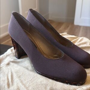 Stuart Weitzman Brown Block Heel Pumps with Tortoiseshell Heel